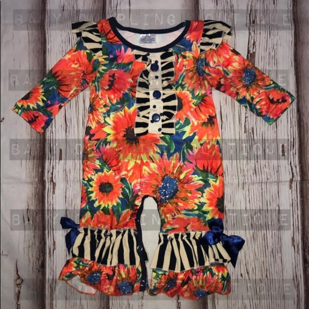 Orange Floral Romper